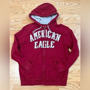 🧥 American Eagle Distressed Logo Full Zip Hoodie – XL